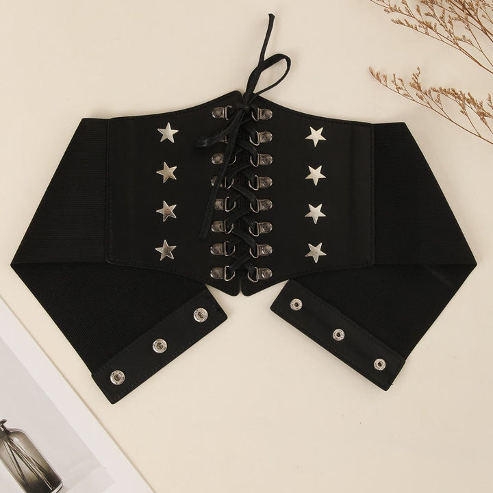 Black Retro Cosplay Accessories Star Women's Corset Belt - Black - image 1