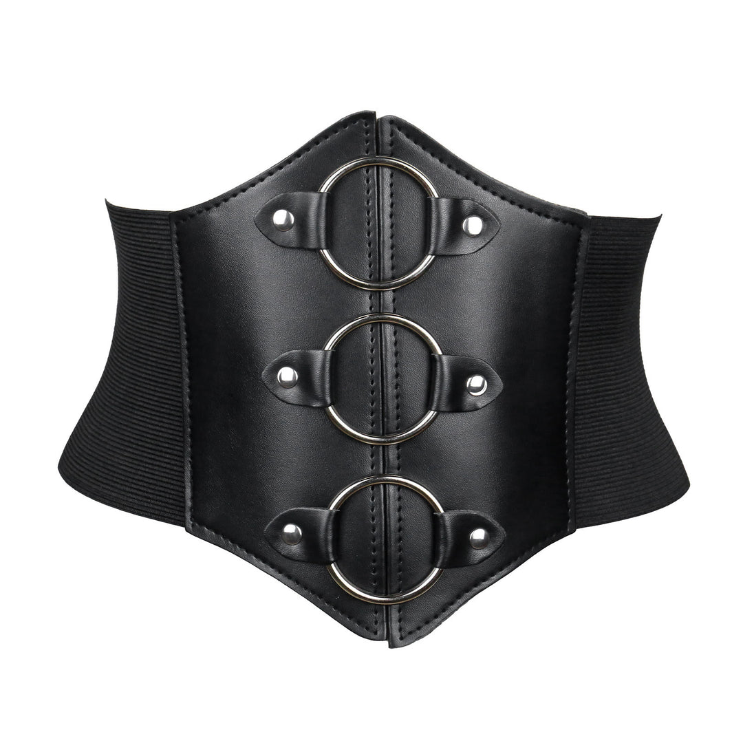 Black Women's Stylish Buckle & Strap Corset Belt - Circular Buckle - image 4