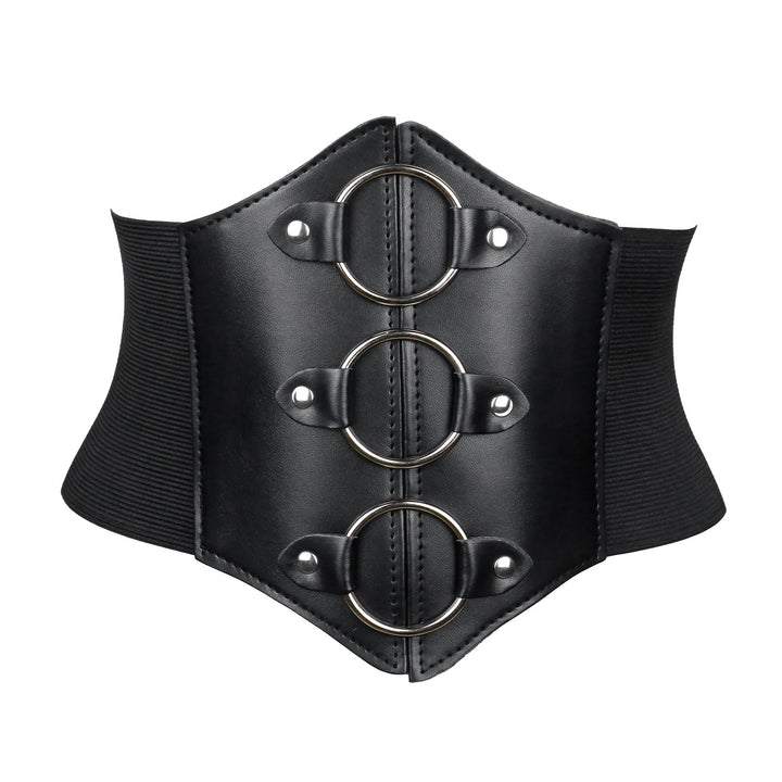 Black Women's Stylish Buckle & Strap Corset Belt - Circular Buckle - image 4