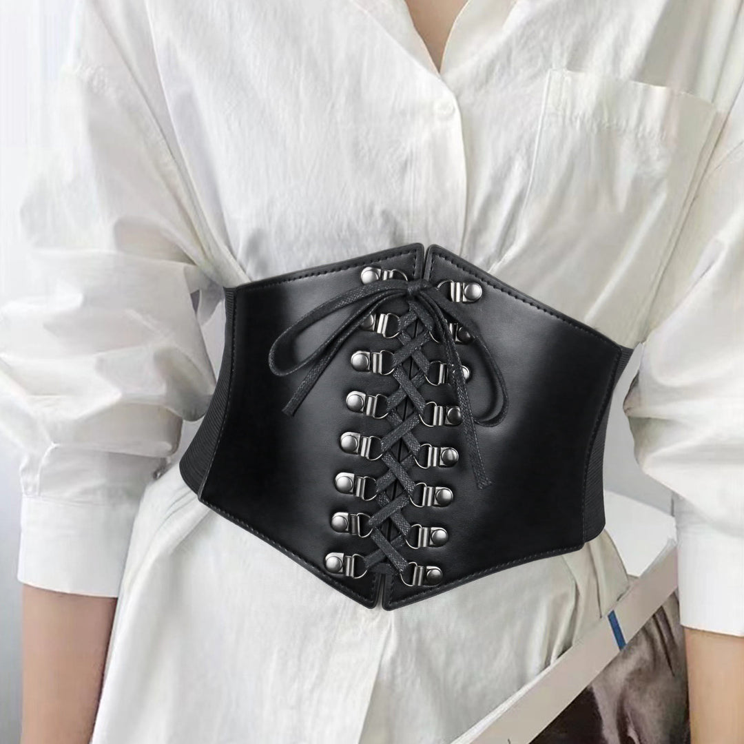 Black Women's Stylish Buckle & Strap Corset Belt - image 0