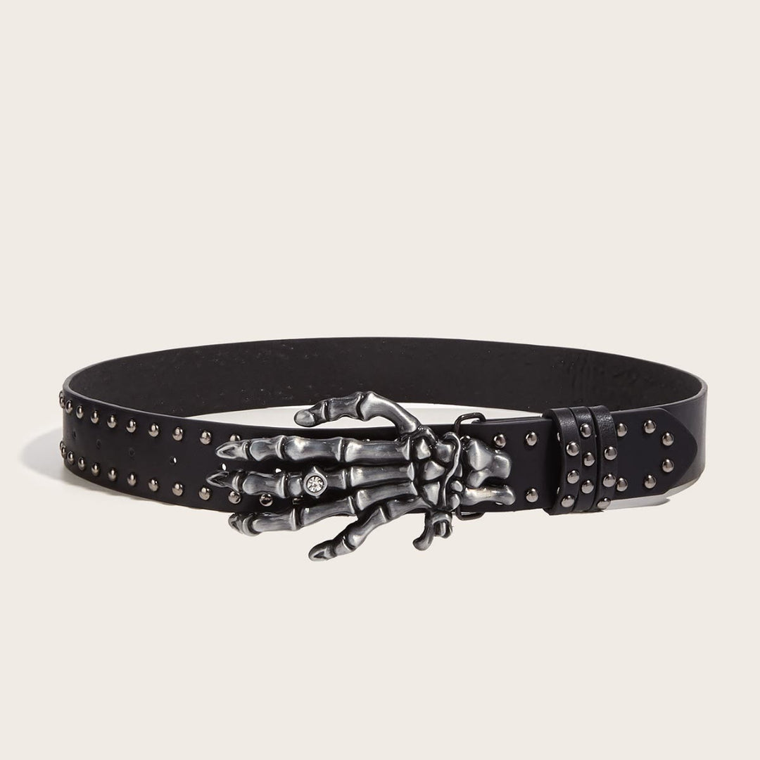 Halloween Punk Black Skeleton Hand Rivet Belt - Black - image 1