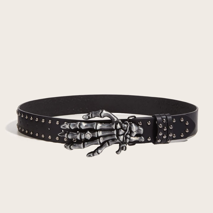 Halloween Punk Black Skeleton Hand Rivet Belt - Black - image 1