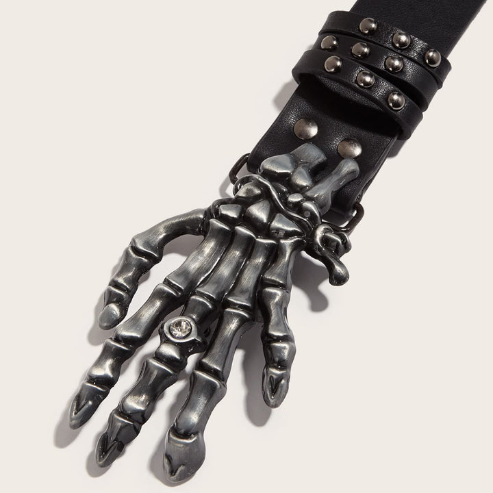 Halloween Punk Black Skeleton Hand Rivet Belt - image 3