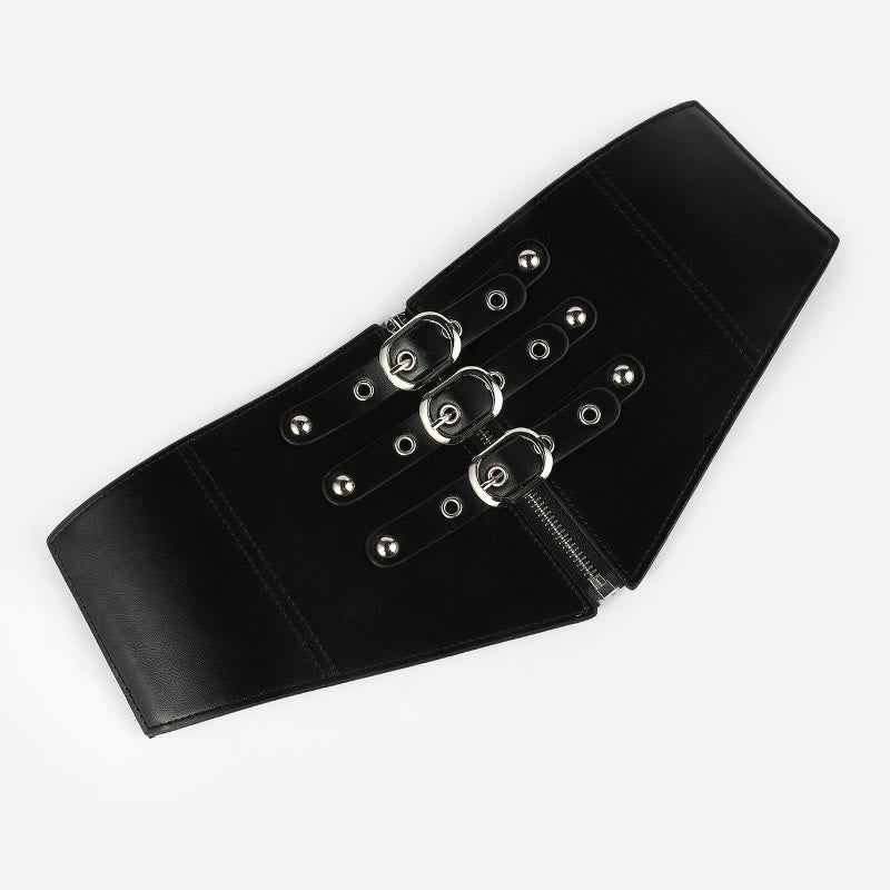 Black Needle Buckle Zipper Women's Elastic Corset Belt - image 2