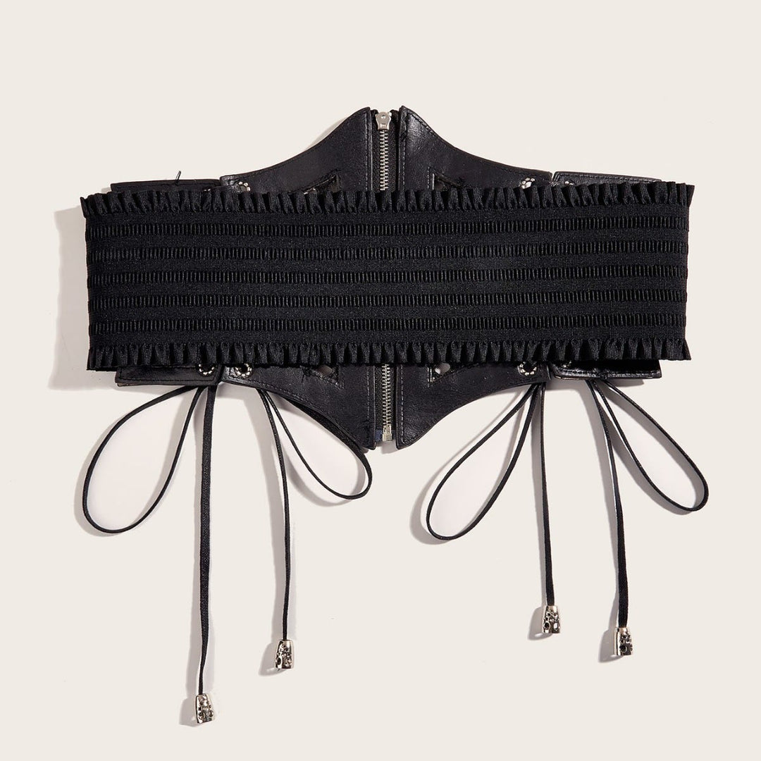 Black Fashion Strap Zipper Mesh Women's Corset Belt - image 2