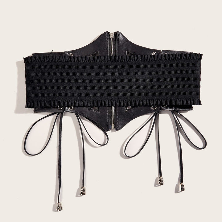 Black Fashion Strap Zipper Mesh Women's Corset Belt - image 2