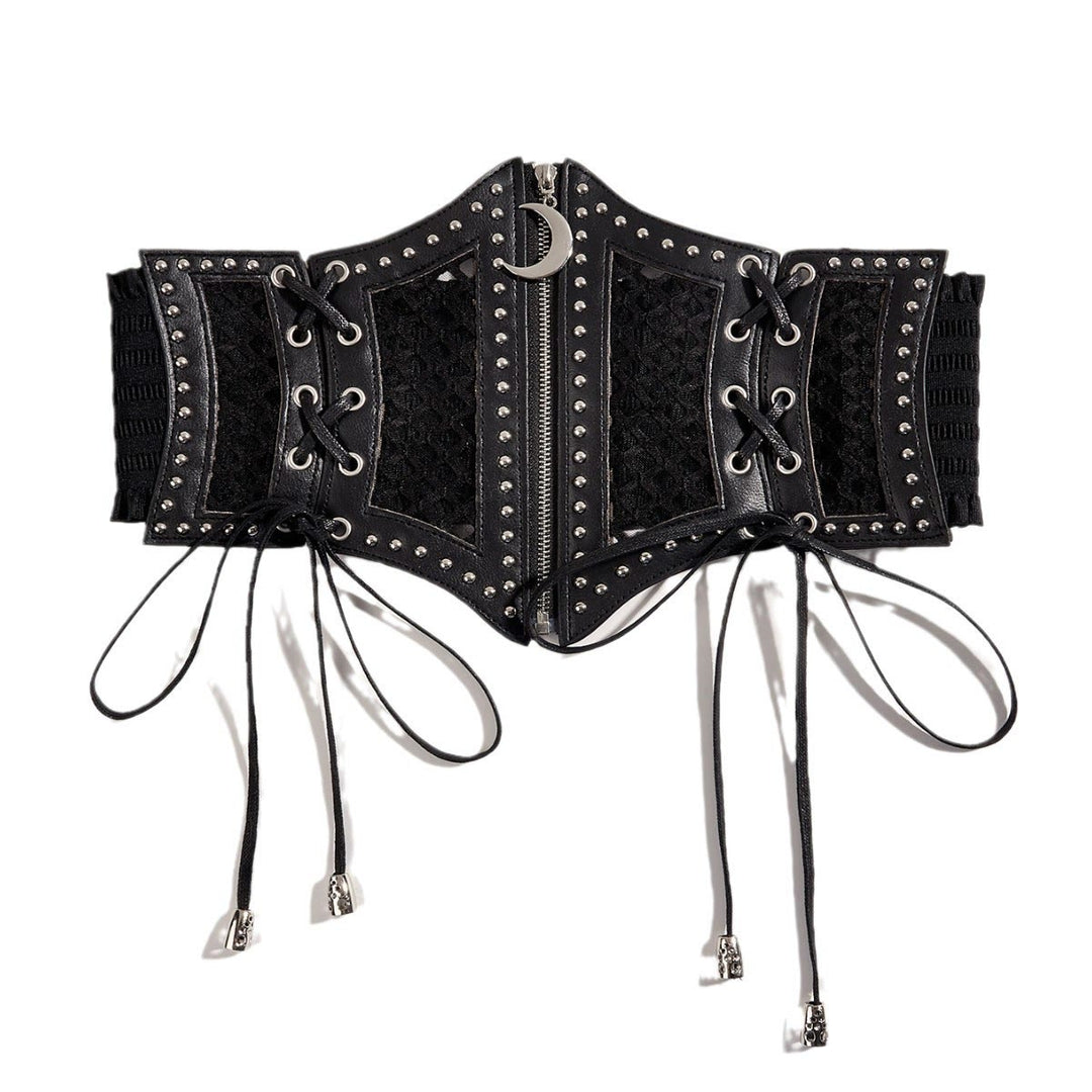 Black Fashion Strap Zipper Mesh Women's Corset Belt - image 1