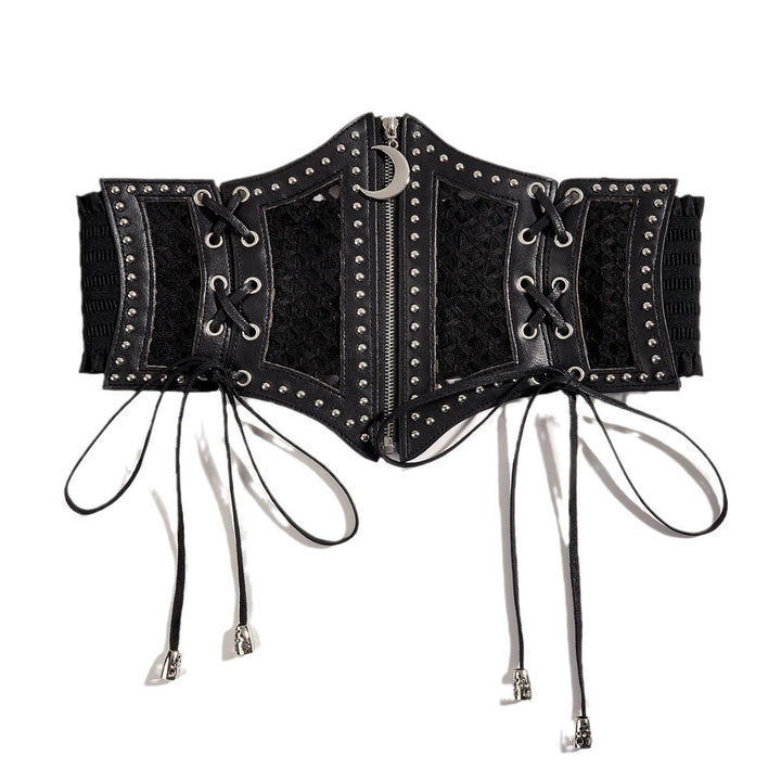 Black Fashion Strap Zipper Mesh Women's Corset Belt - image 1