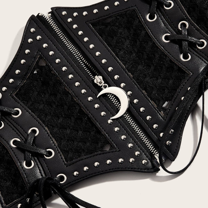 Black Fashion Strap Zipper Mesh Women's Corset Belt - image 3