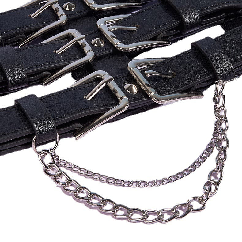 Creative Three Row Buckle Punk Style Women's Corset Belt - image 2