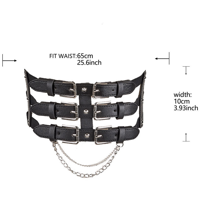Creative Three Row Buckle Punk Style Women's Corset Belt - image 3