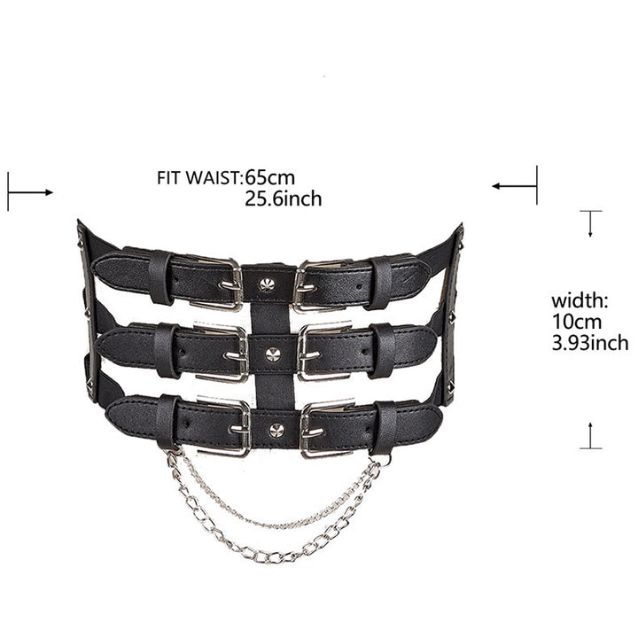 Creative Three Row Buckle Punk Style Women's Corset Belt - image 3