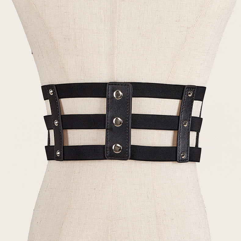 Creative Three Row Buckle Punk Style Women's Corset Belt - image 1
