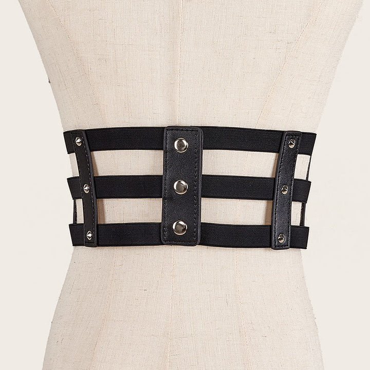 Creative Three Row Buckle Punk Style Women's Corset Belt - image 1