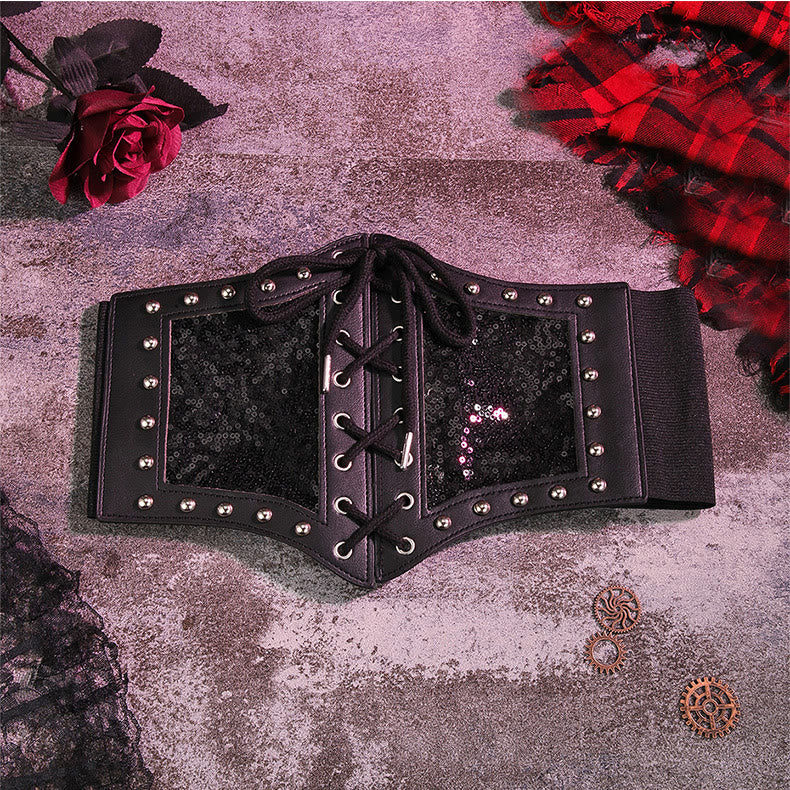 Black Style Lace Strap Women's Elastic Corset Belt - image 1