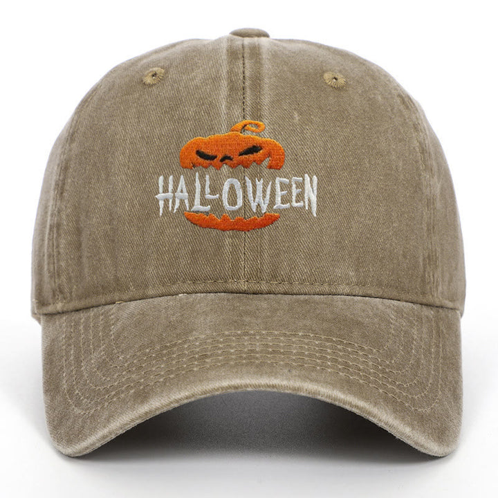 Halloween Horror Pumpkin Embroidered Baseball Cap Hat - Khaki - M（22"-22 7/8"） - image 13
