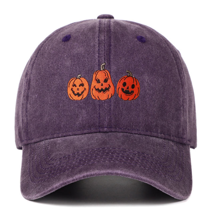 Halloween Three Pumpkins Embroidered Washed Baseball Cap Hat - Purple - Adjustable（22 7/8"-24 1/2"） - image 17