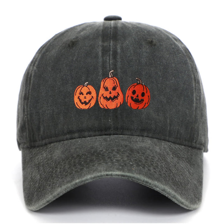 Halloween Three Pumpkins Embroidered Washed Baseball Cap Hat - Army Green - Adjustable（22 7/8"-24 1/2"） - image 12