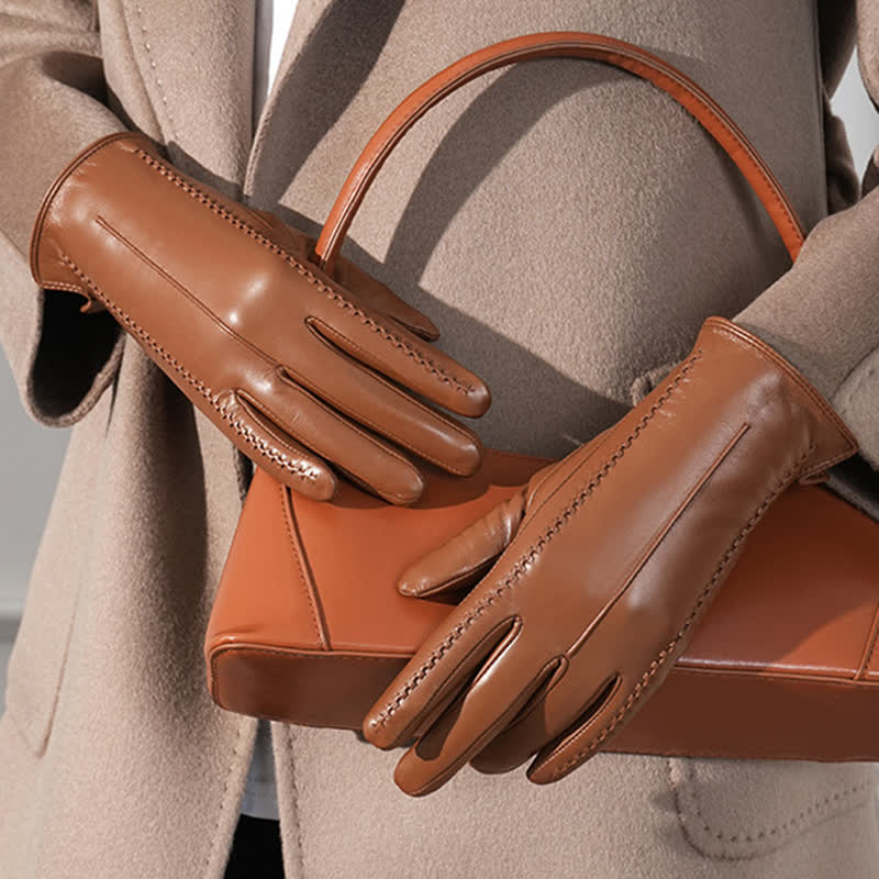 Women's Sheepskin Wrinkle Genuine Leather Leather Gloves - image 2