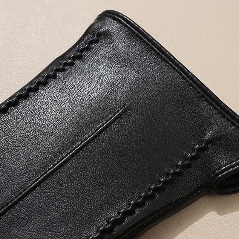 Women's Sheepskin Wrinkle Genuine Leather Leather Gloves - image 4