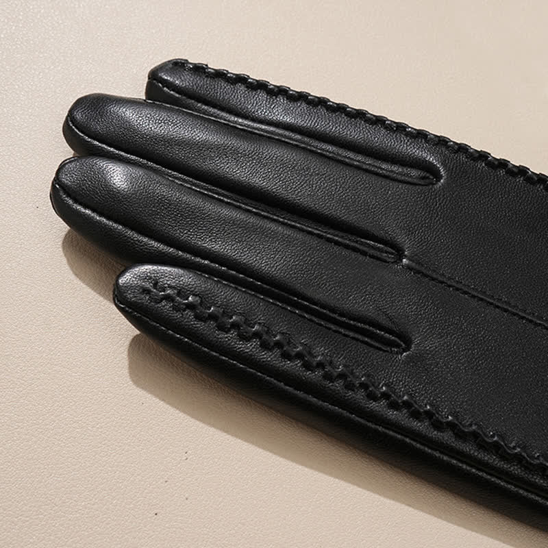 Women's Sheepskin Wrinkle Genuine Leather Leather Gloves - image 5