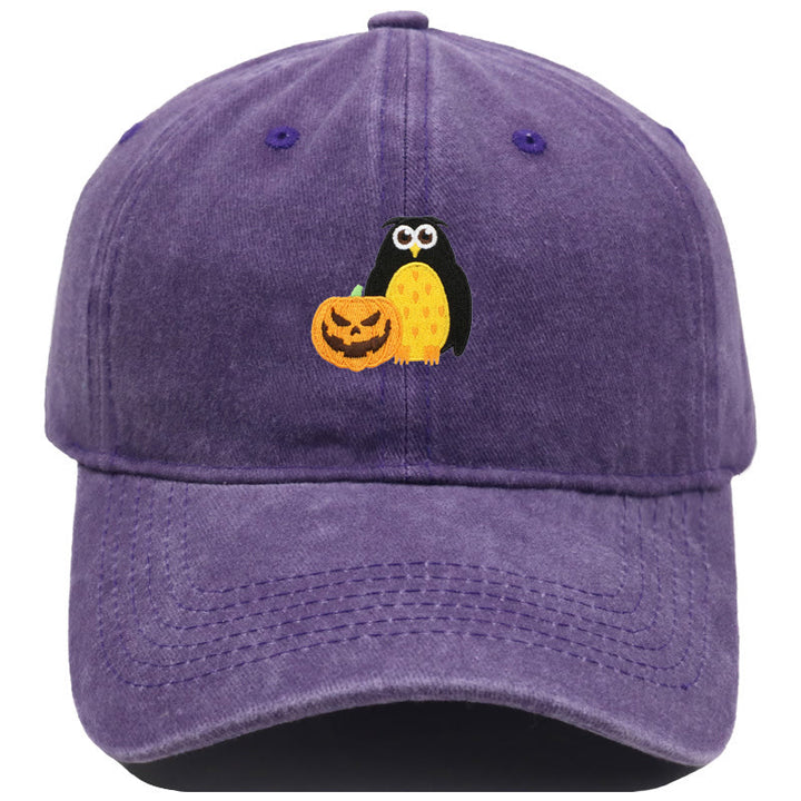 Halloween Pumpkin Owl Embroidered Baseball Cap Hat - Purple - M（22"-22 7/8"） - image 15