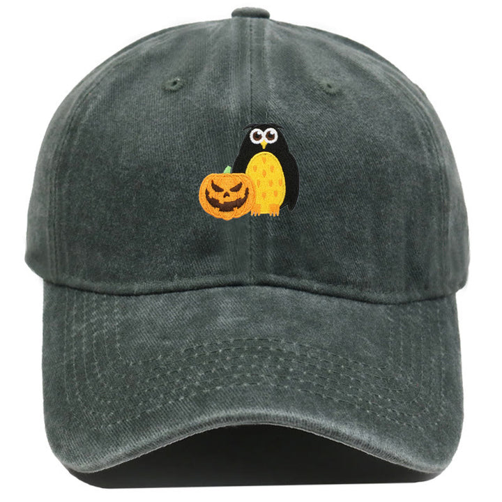 Halloween Pumpkin Owl Embroidered Baseball Cap Hat - Army Green - M（22"-22 7/8"） - image 17