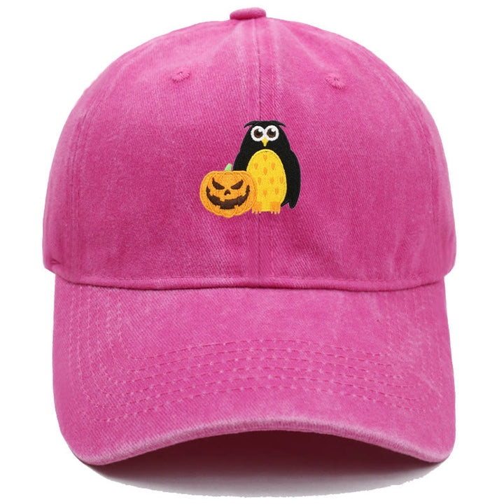 Halloween Pumpkin Owl Embroidered Baseball Cap Hat - Rose - M（22"-22 7/8"） - image 7