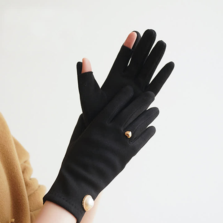 Women's Elegant Fuax Pearls Heart Design Gloves - image 5