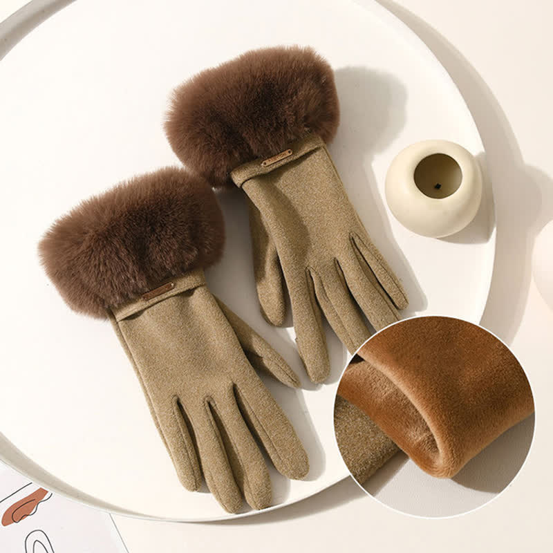 Women's Warmer Plush Fluffy Wrist Touch Screen Gloves - image 3