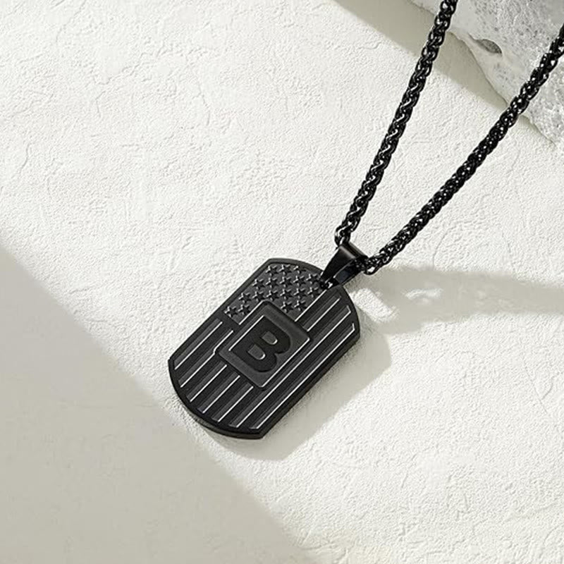 Personalized American Flag Letter Dog Tag Necklace - image 2