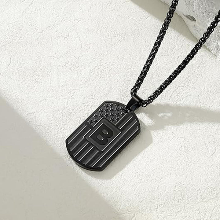 Personalized American Flag Letter Dog Tag Necklace - image 2