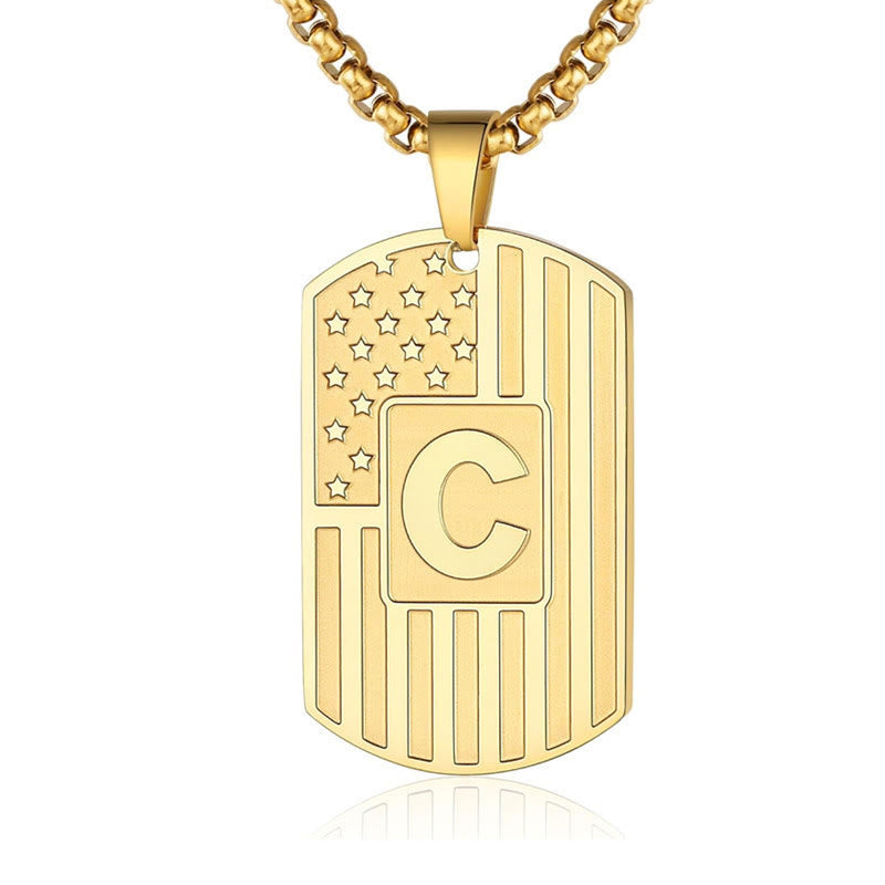 Personalized American Flag Letter Dog Tag Necklace - image 5