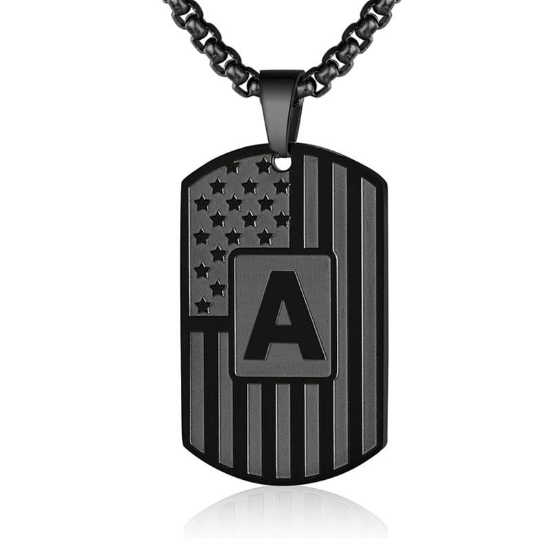 Personalized American Flag Letter Dog Tag Necklace - image 4