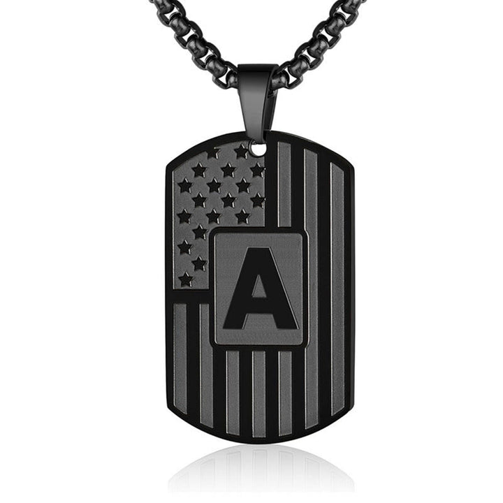 Personalized American Flag Letter Dog Tag Necklace - image 4