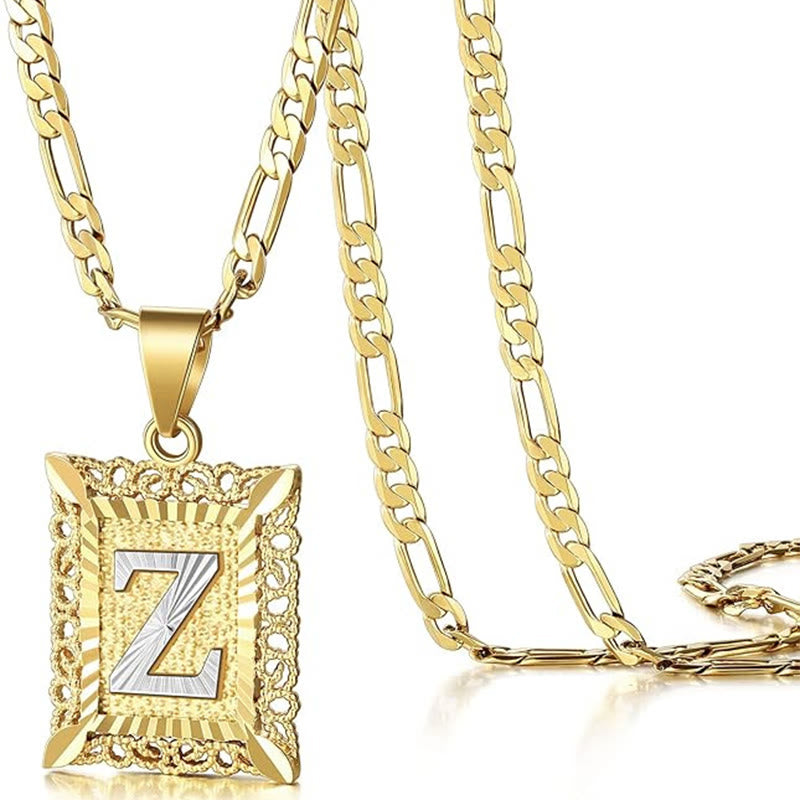Golden Exquisite Square Hollow Letter Necklace - Z - image 29