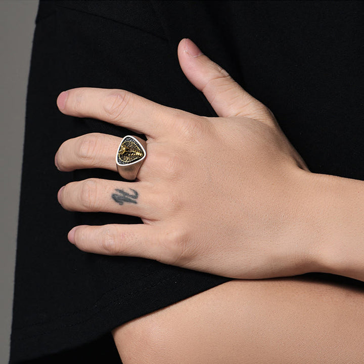 Retro Western Style Fierce Snakehead Ring - image 2