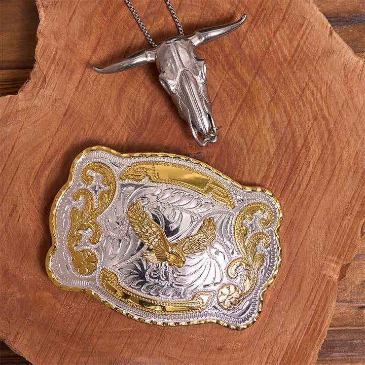 Gold Flying Eagle DIY Belt Buckle Longhorn Bull Pendant Bundle Set - Flying Eagle - Without Belt - Not Include Belt - image 1