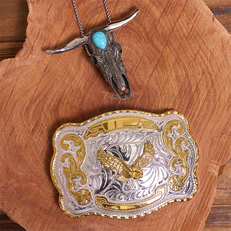 Gold Eagle DIY Belt Buckle Turquoise Longhorn Bull Pendant Bundle Set (PRE-SALE) - Flying Eagle - Without Belt - Not Include Belt - image 1