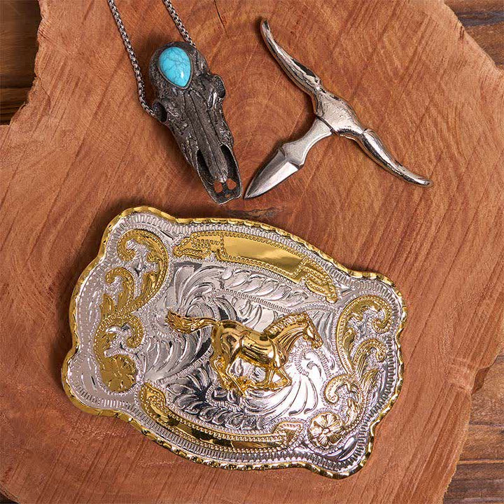 Gold Horse DIY Belt Buckle Turquoise Longhorn Bull Pendant Bundle Set (PRE-SALE) - image 2
