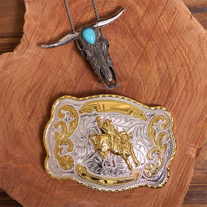 Horse Riding DIY Belt Buckle Turquoise Longhorn Bull Pendant Bundle Set (PRE-SALE) - Horse Riding - Without Belt - Not Include Belt - image 1