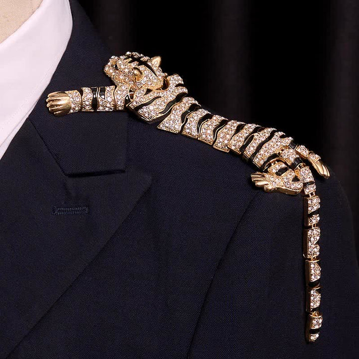 Men's Majestic Tiger Large Luxury Sparkling Rhinestone Brooch - image 14