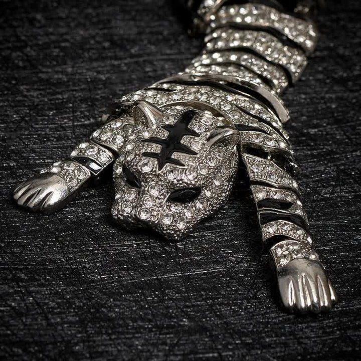 Men's Majestic Tiger Large Luxury Sparkling Rhinestone Brooch - image 4