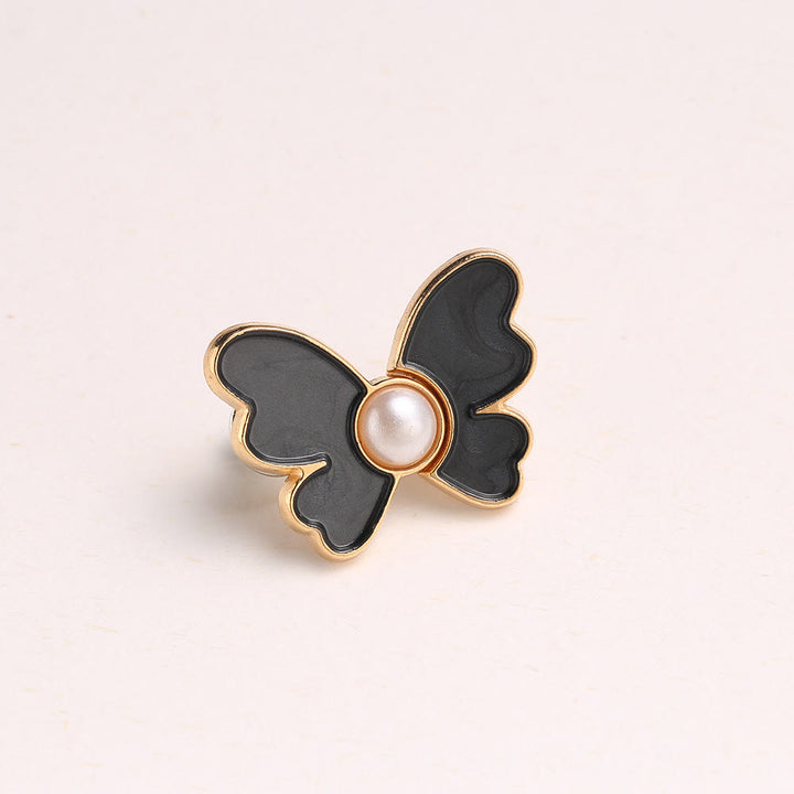 Women's Pearl & Butterfly Nail-Free Pants Belt Clip - Pearl Butterfly - Black - image 6