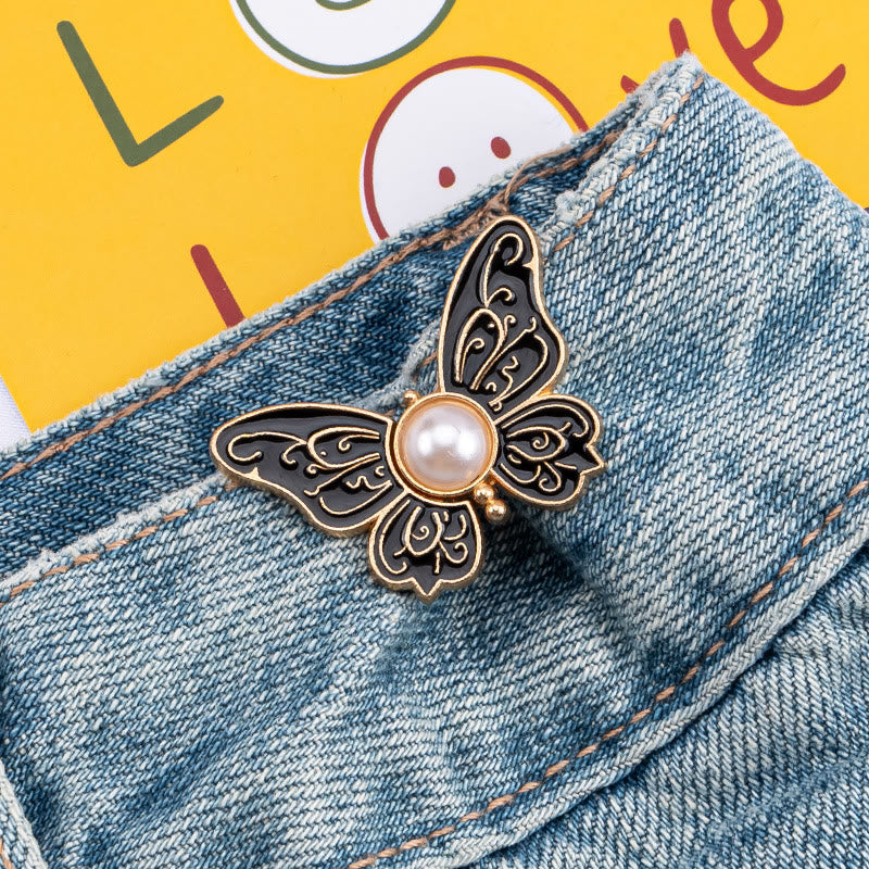 Women's Pearl & Butterfly Nail-Free Pants Belt Clip - Patterned Pearl Butterfly - Black - image 2