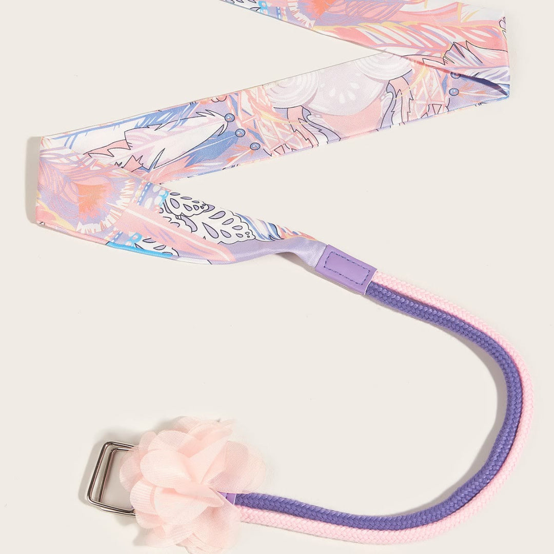 Exquisite Flower Splice Strap & Printed Silk Belt - image 1