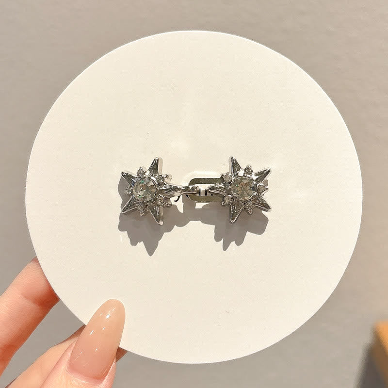 Silver Pentagram Diamond Studded Waist Adjustment Belt Clip - image 2