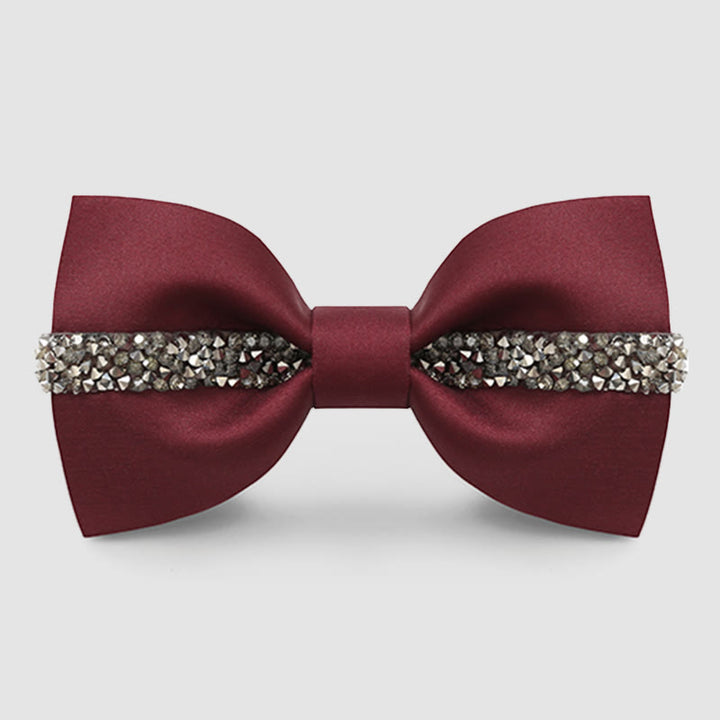 Men's Shining Chain Groom Bow Tie - Burgundy - image 0
