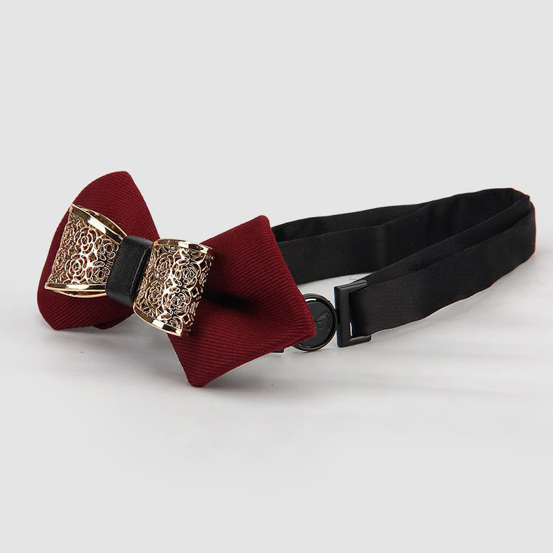 Men's Hollow Golden Flower Pointy Bow Tie - image 4