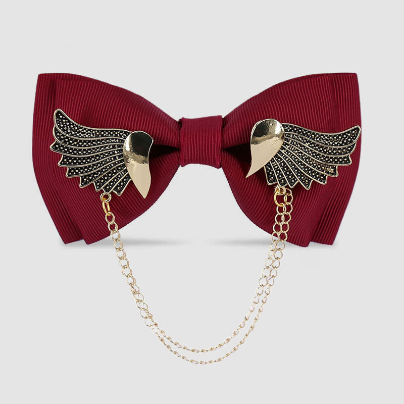 Men's Golden Wing Chain Bow Tie - Burgundy - image 0